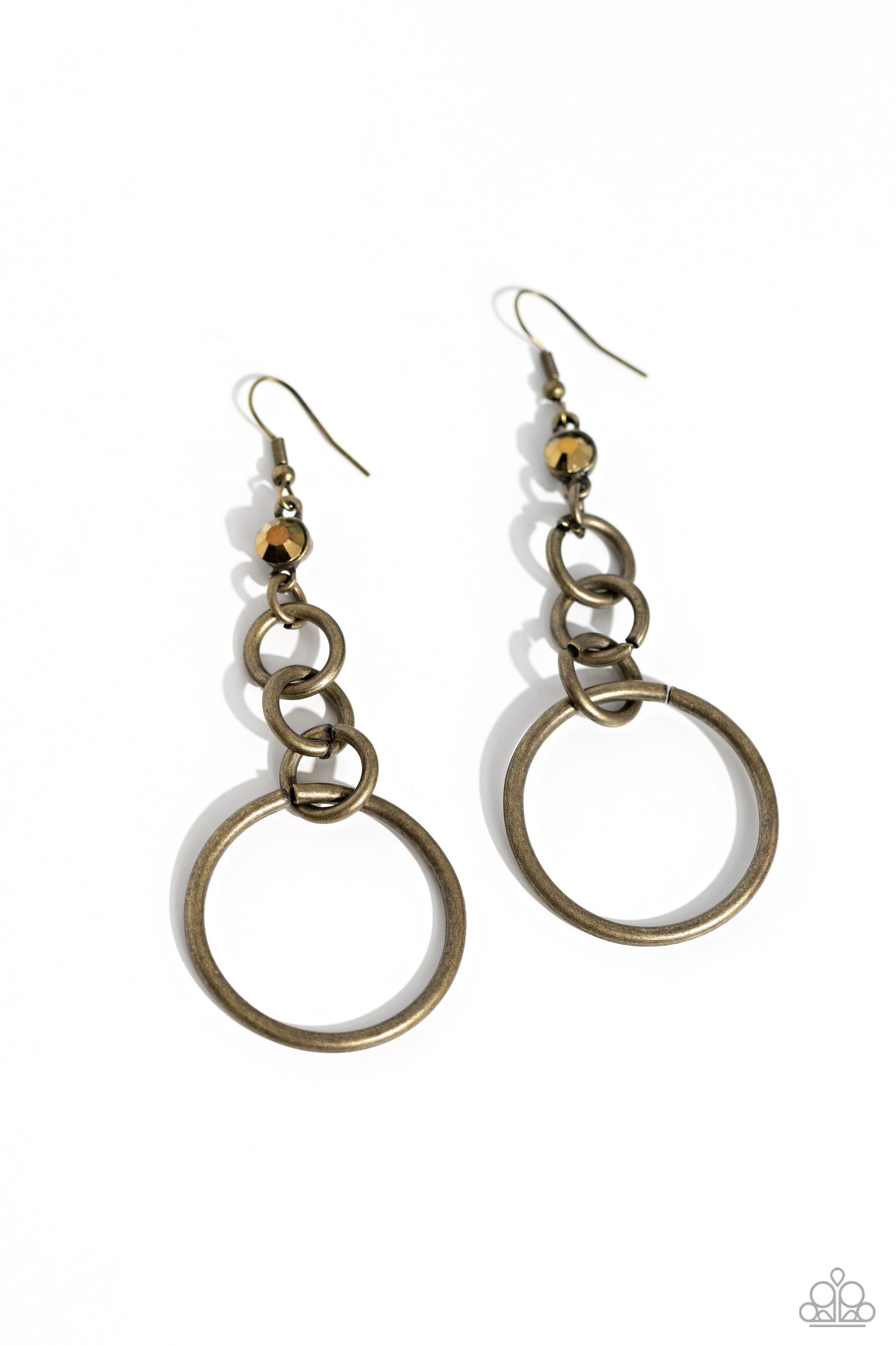 Glitzy Gesture - Brass Fishhook Earrings - Paparazzi Accessories