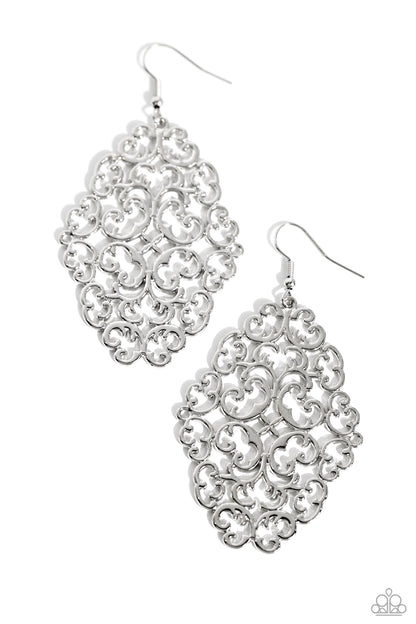 Contemporary Courtyards - Silver Fishhook Earrings - Paparazzi Accessories