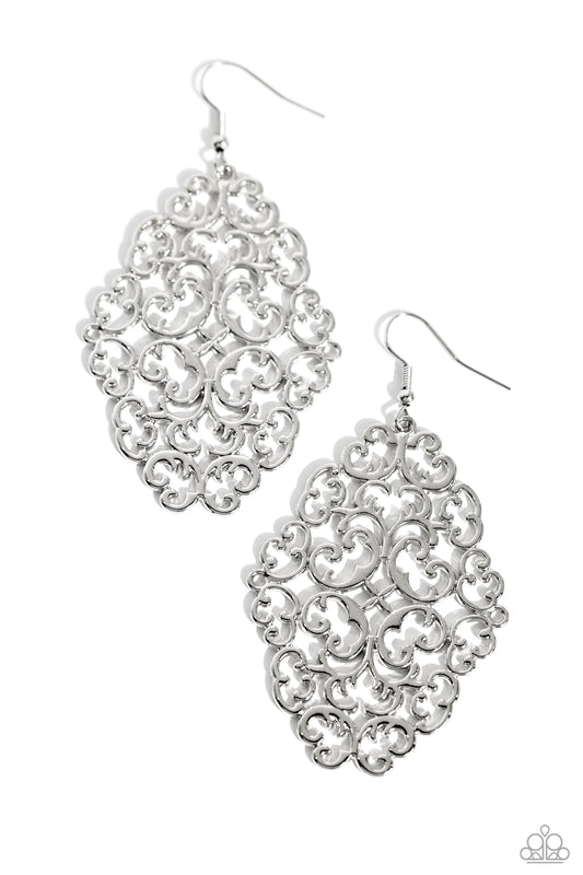 Contemporary Courtyards - Silver Fishhook Earrings - Paparazzi Accessories
