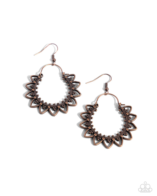 Botanical Tambourine - Copper Fishhook Earrings - Paparazzi Accessories