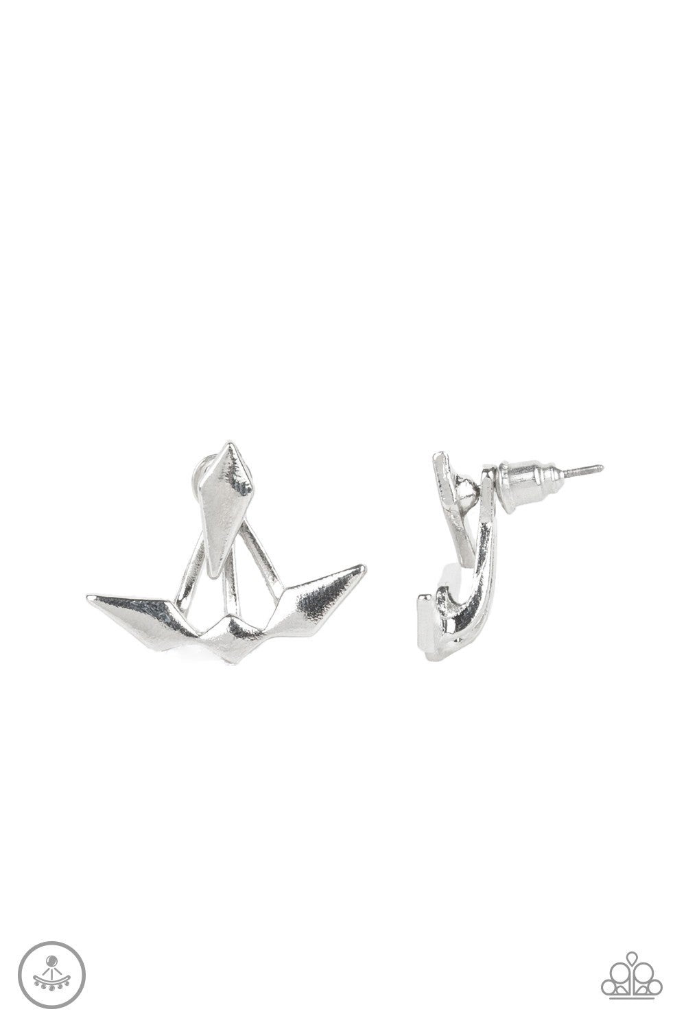 Metal Origami - Silver Earrings - Paparazzi Accessories