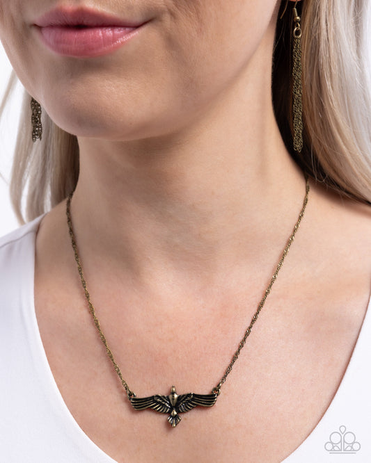 Eagle Exception - Brass Wheat Chain Necklace - Paparazzi Accessories