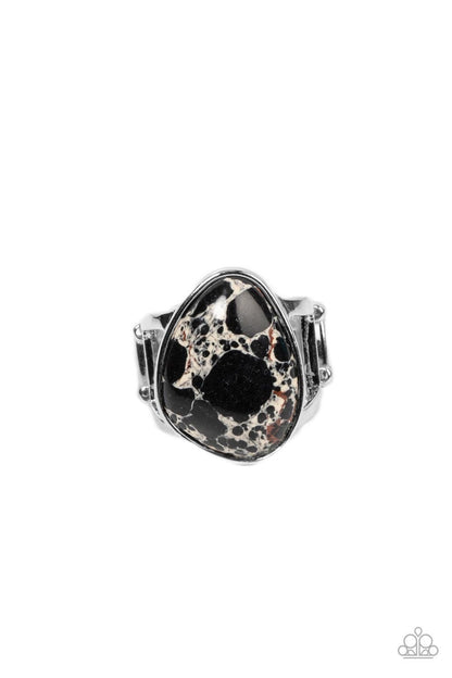 Earth Hearth - Black - Marble Stone Ring - Paparazzi Accessories