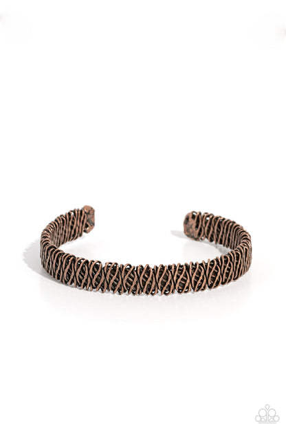 Braided Bounty - Copper Cuff Urban Bracelet - Paparazzi Accessories
