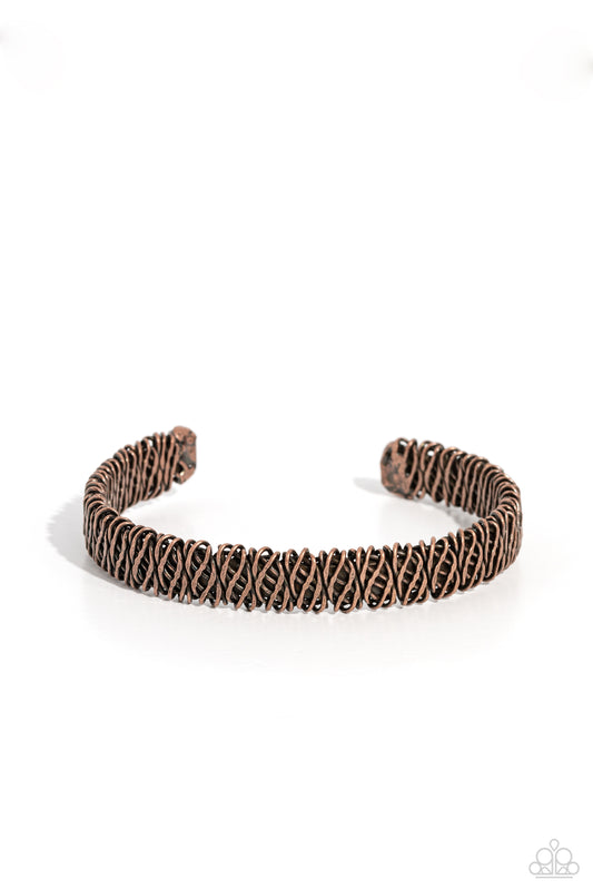 Braided Bounty - Copper Cuff Urban Bracelet - Paparazzi Accessories