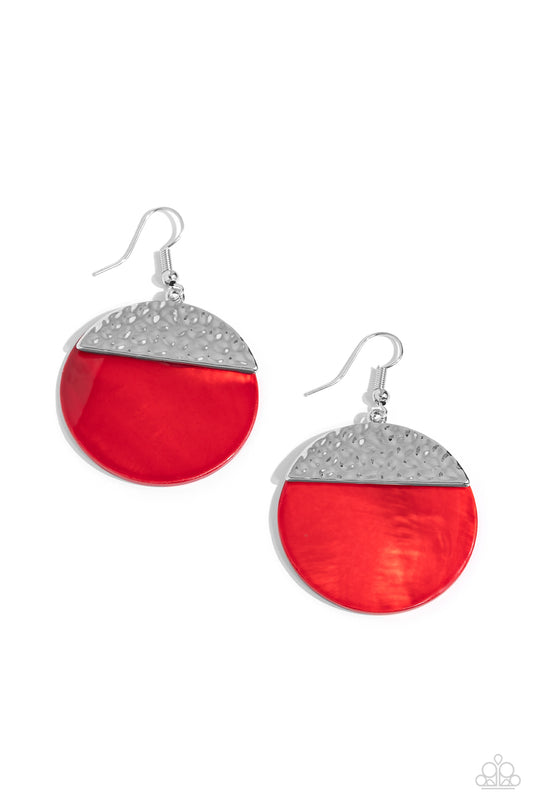 SHELL Out - Red Fishhook Earrings - Paparazzi Accessories