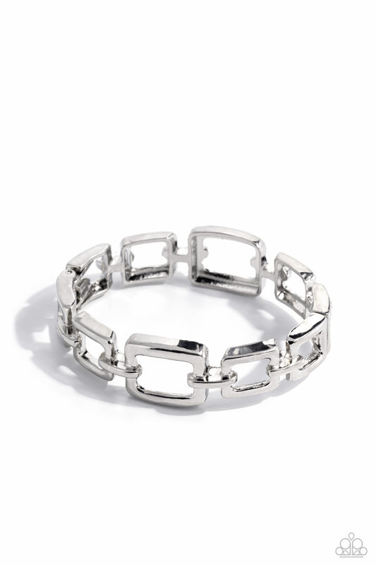 Square Inch - Silver Hinge Bracelet - Paparazzi Accessories