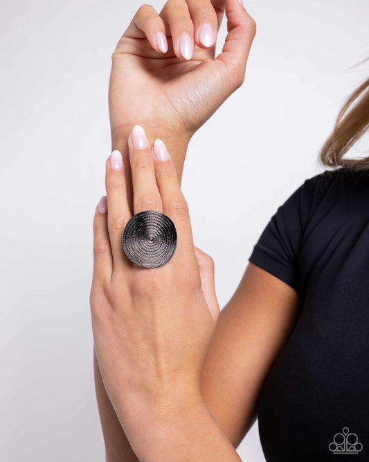 Dizzying Delight - Black Gunmetal Ring - Paparazzi Accessories