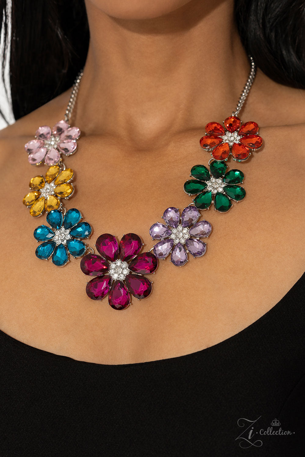 Outgoing - Multi Flower Zi Collection Necklace - Paparazzi Accessories