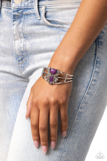 Peacock Plume - Purple Cuff Bracelet - Paparazzi Accessories