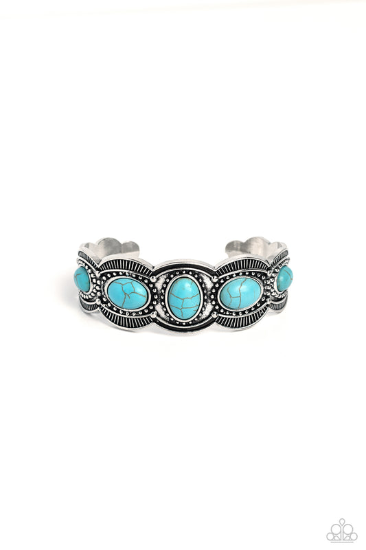 World Traveler - Blue Stone Cuff Bracelet - Paparazzi Accessories