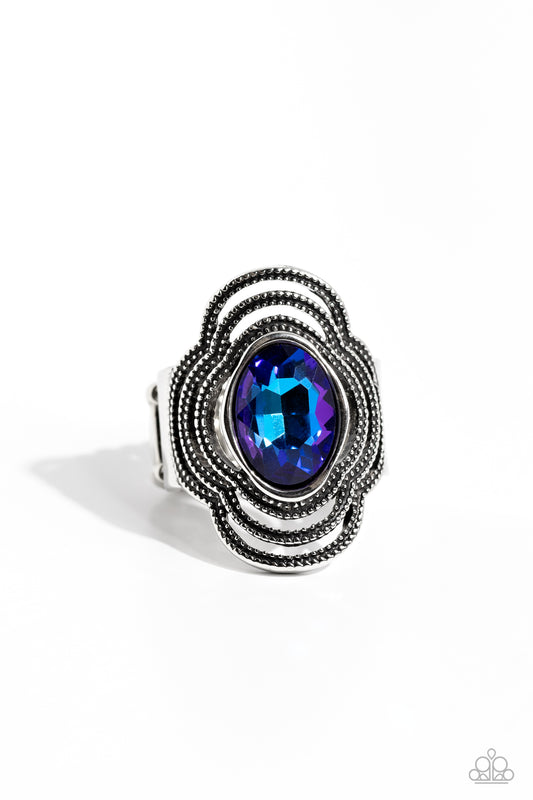 Entrancing Edge - Blue UV Shimmer Ring - Paparazzi Accessories