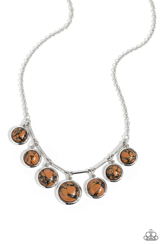 Rustic Recognition - Brown Marbled Stone Necklace - Paparazzi Accessories