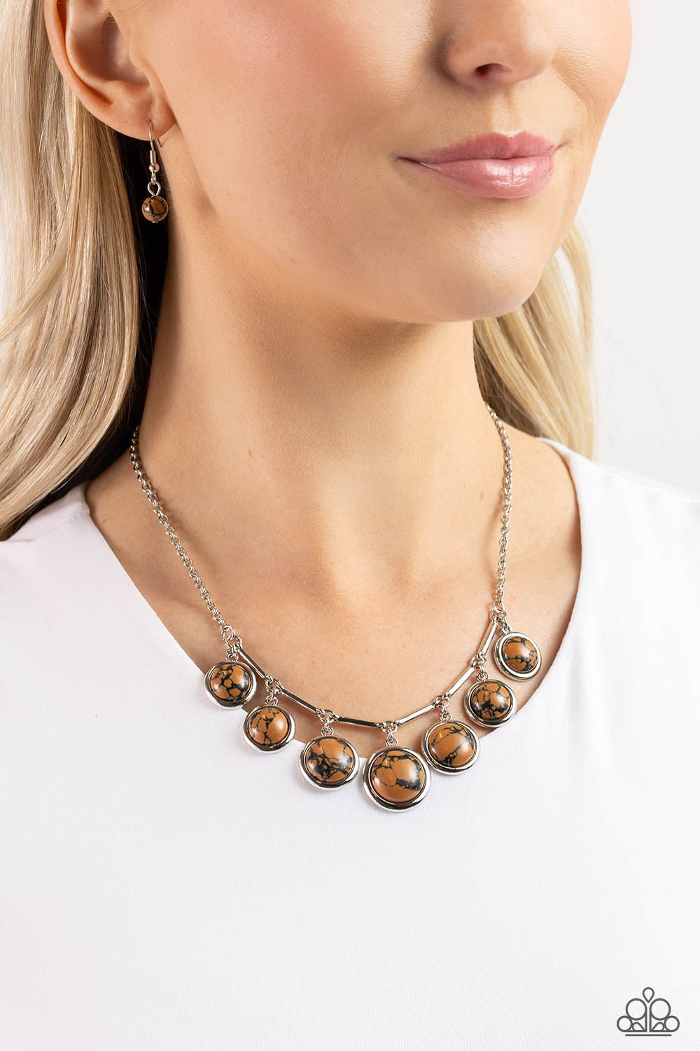 Rustic Recognition - Brown Marbled Stone Necklace - Paparazzi Accessories