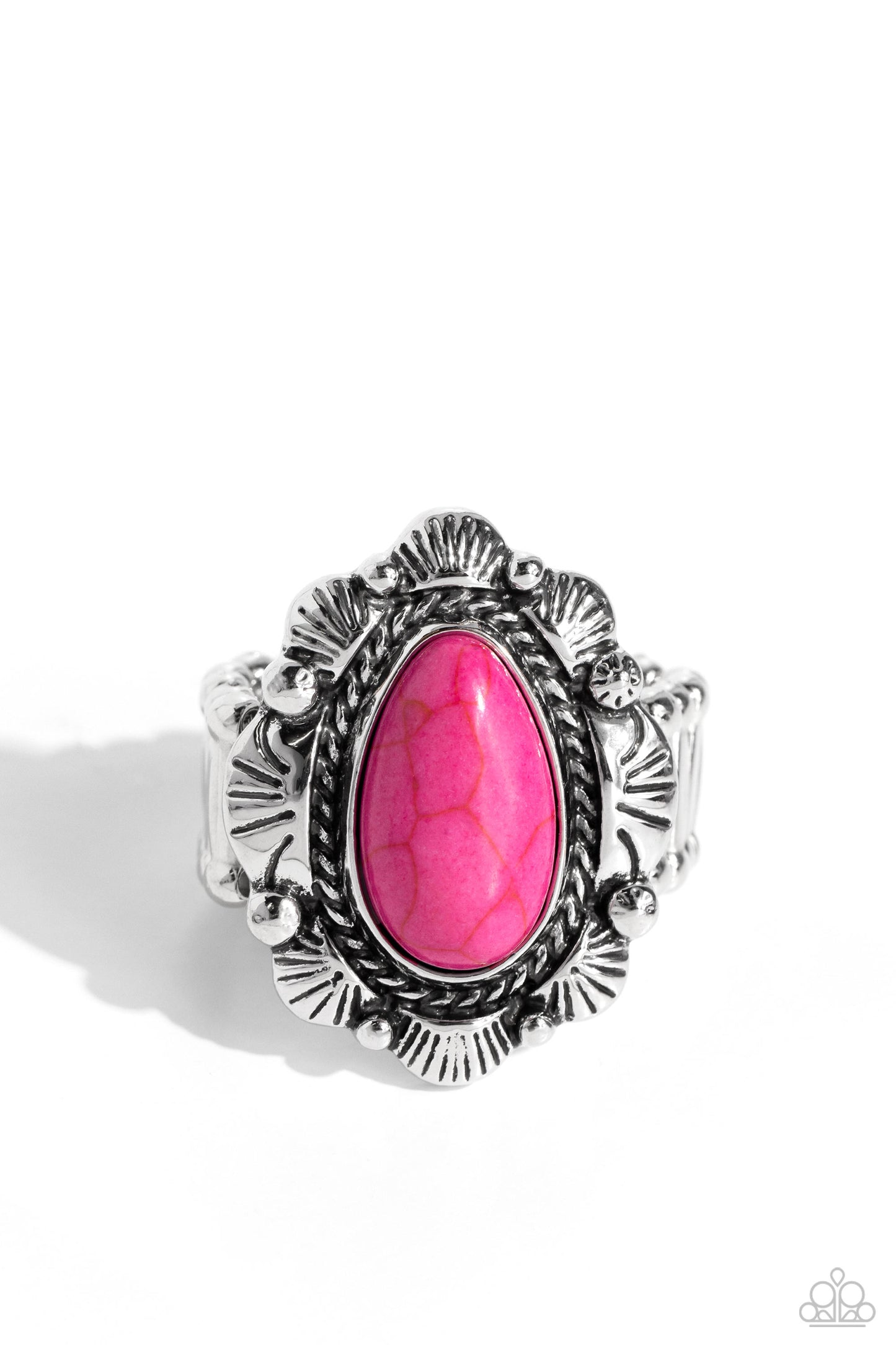 SCALLOPED in Stone - Pink Ring - Paparazzi Accessories