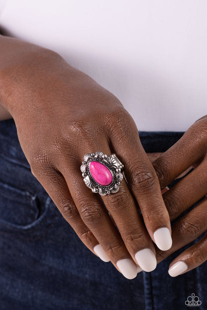 SCALLOPED in Stone - Pink Ring - Paparazzi Accessories