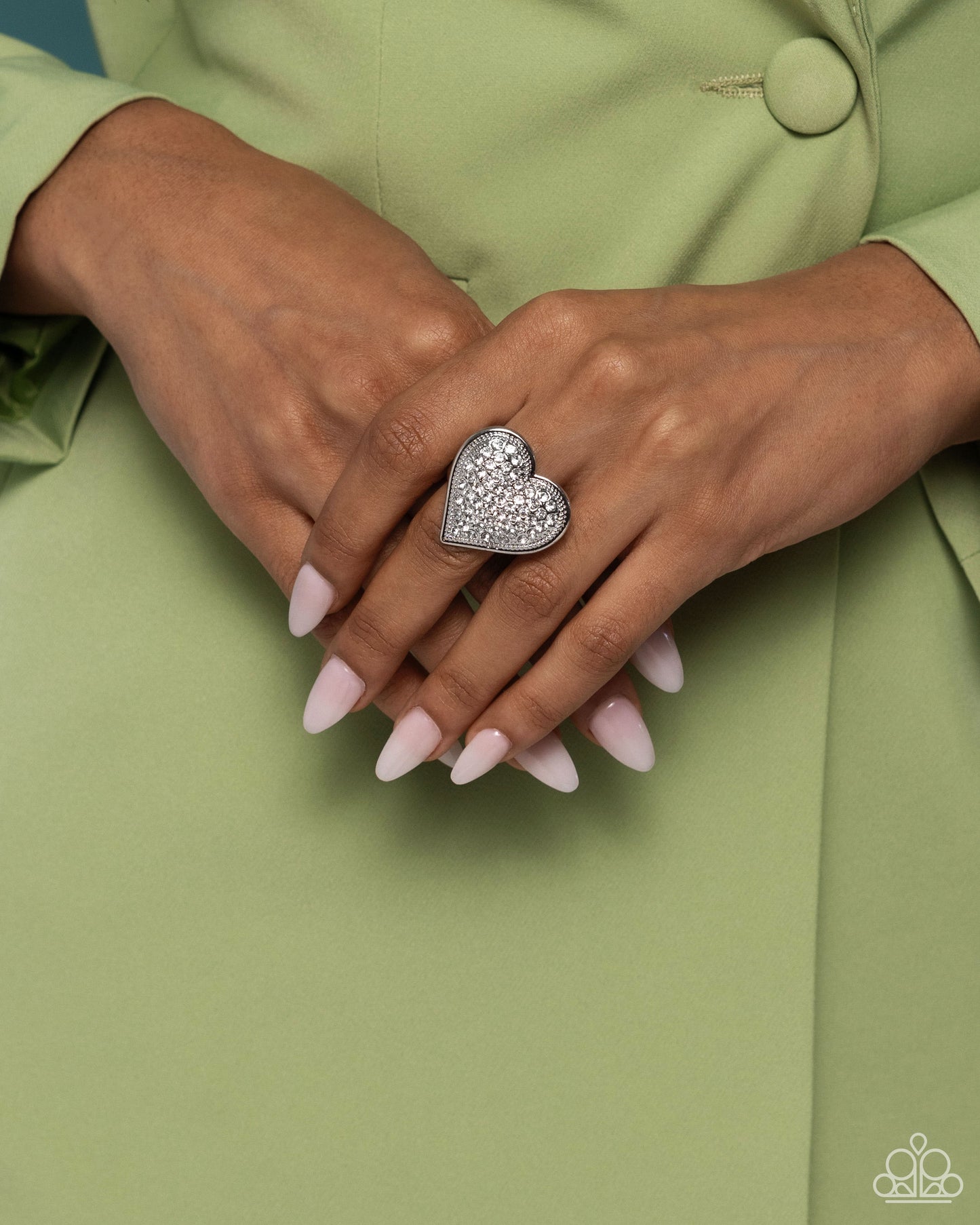 Sweet Serendipity - White Heart Ring - Paparazzi Accessories