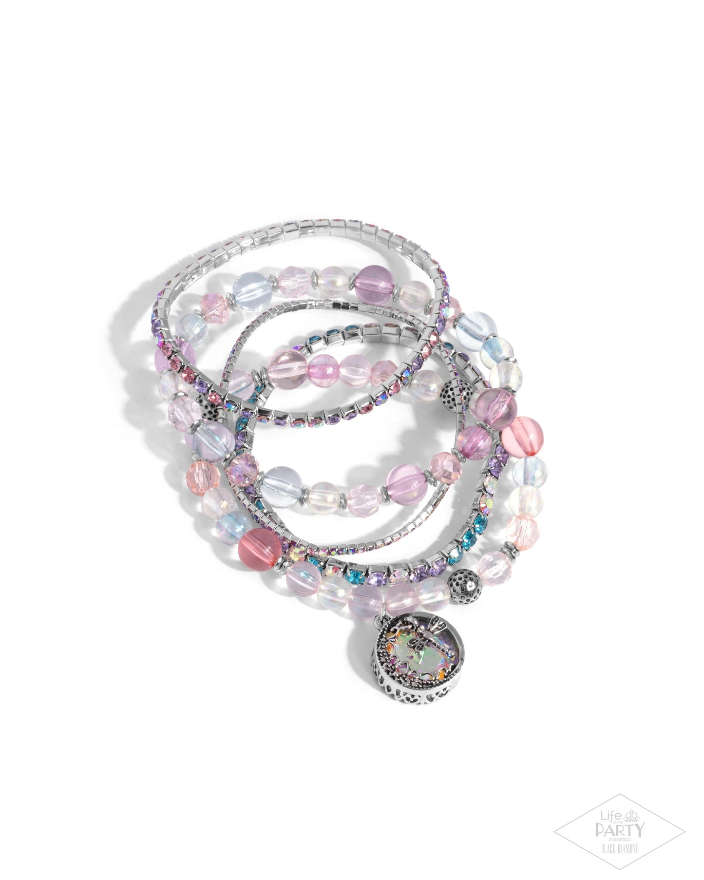 Dream On Dragonfly - Multi Iridescent Dragonfly Stretchy Bracelets - Black Diamond Exclusive- Paparazzi Accessories