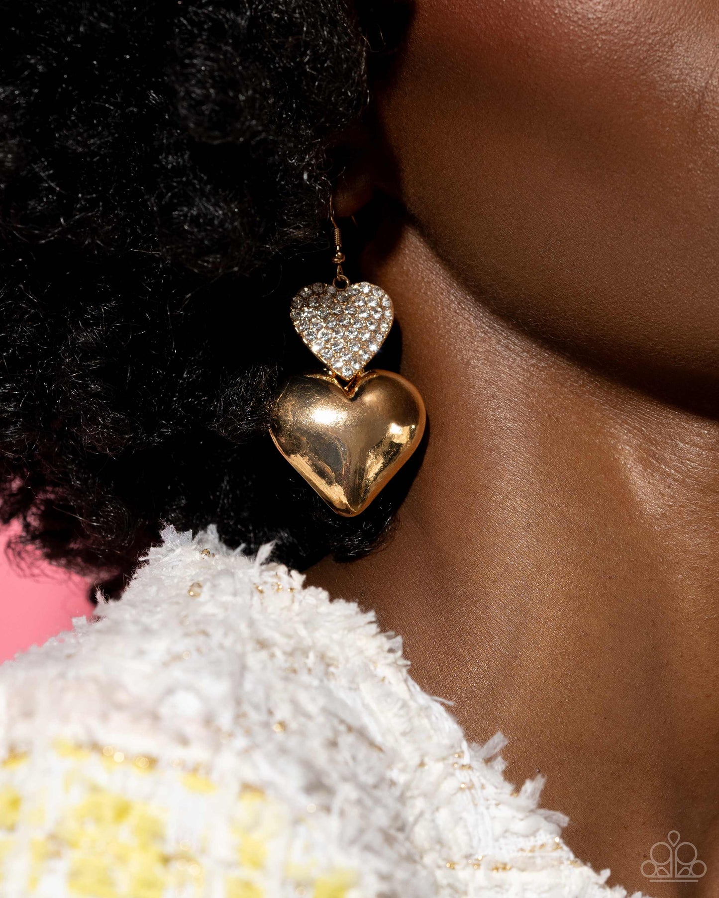 Charming Connection - Gold Heart Fishhook Earrings - Paparazzi Accessories