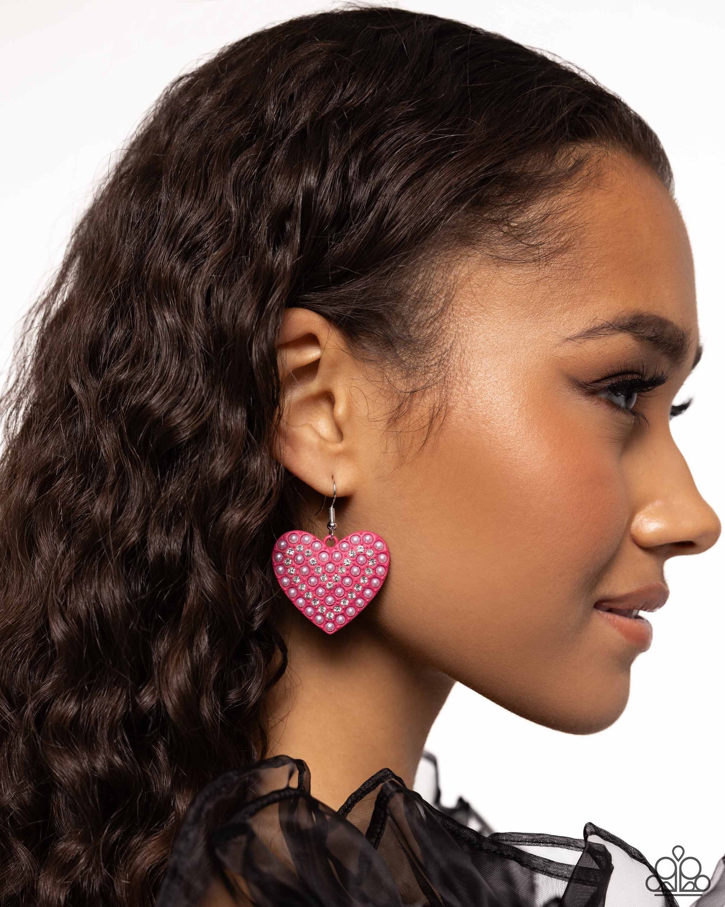 Romantic Reunion - Pink Dipped Metal Heart Fishhook Earrings - Paparazzi Accessories