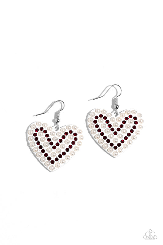 Romantic Reunion - White Heart Fishhook Earrings - Paparazzi Accessories