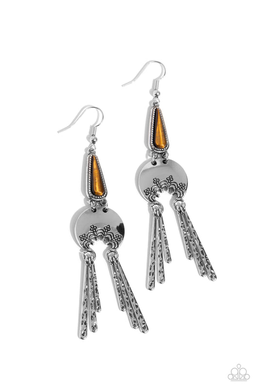 Highland Haute - Brown Tiger's Eye Stone Fishhook Earrings - Paparazzi Accessories