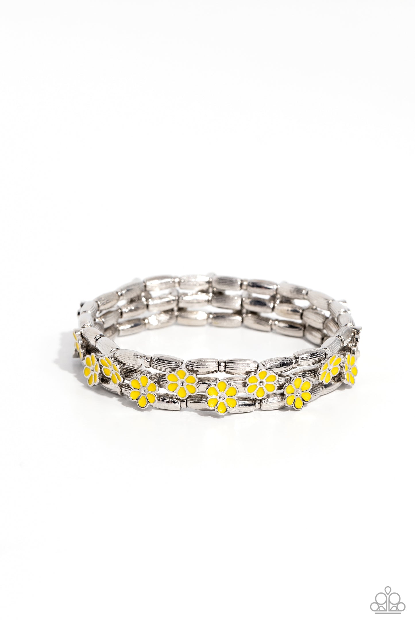 Scattered Springtime - Yellow Stretchy Bracelet - Paparazzi Accessories