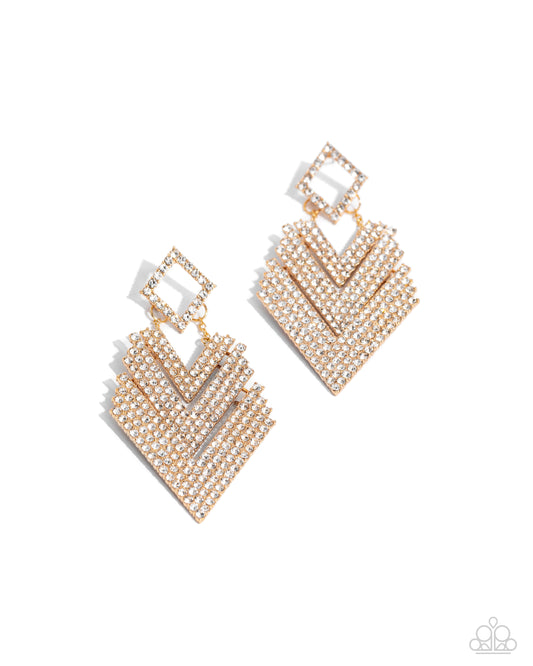 Cautious Caliber - Gold Post Earrings - Paparazzi Accessories