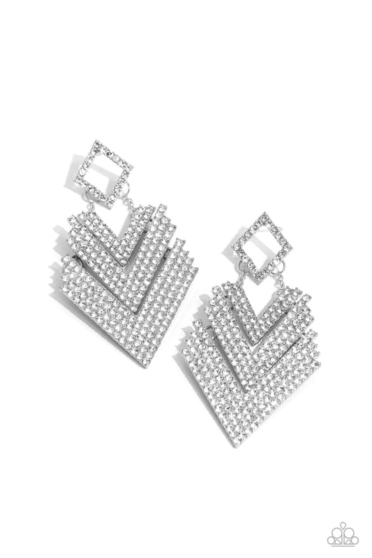 Cautious Caliber - White Post Earrings - Paparazzi Accessories