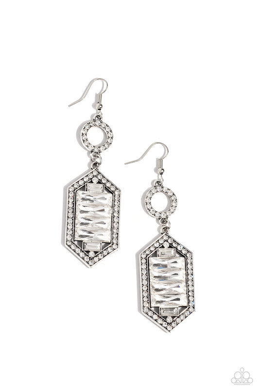 Combustible Craving - White Fishhook Earrings - Paparazzi Accessories