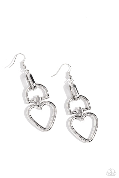 Padlock Your Heart - Silver Fishhook Earrings - Paparazzi Accessories