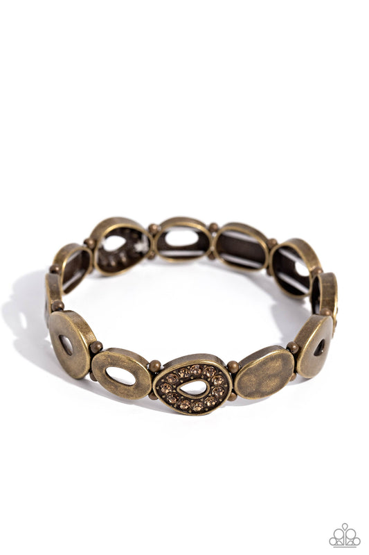 Calibrated Class - Brass Stretchy Bracelet - Paparazzi Accessories