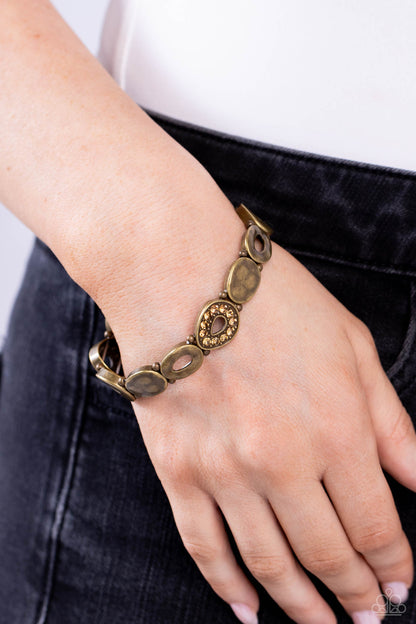 Calibrated Class - Brass Stretchy Bracelet - Paparazzi Accessories