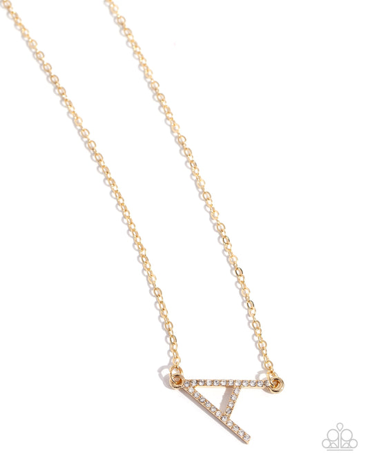 INITIALLY Yours - Gold Initial A Necklace - Paparazzi Accessories
