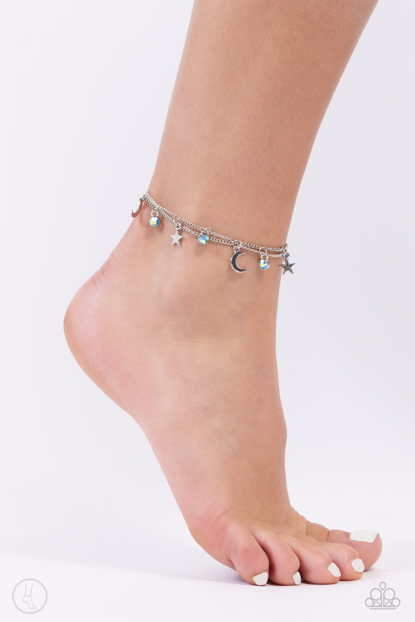 Stellar Sashay - Blue Clap Anklet - Paparazzi Accessories