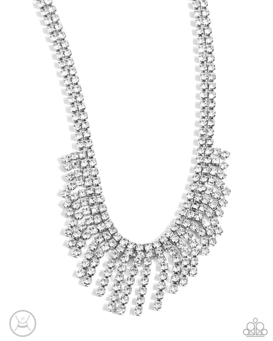 Daring Decadence - White Necklace - Life of the Party Exclusive - Paparazzi Accessories