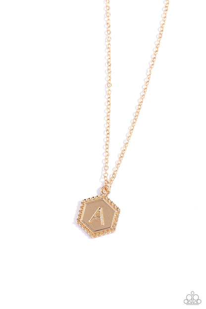Emblematic Elegance - Gold - A - Initial Necklace - Paparazzi Accessories