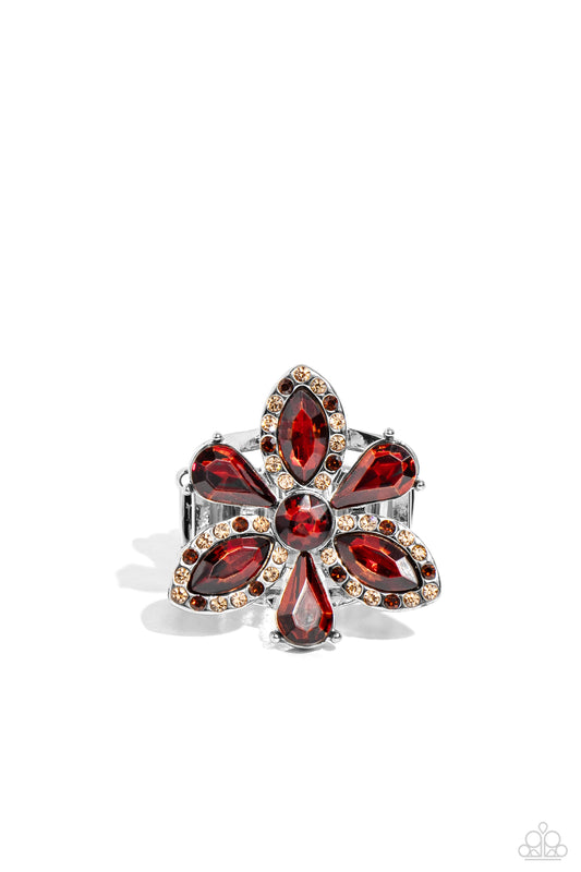 Blazing Blooms - Brown Ring - Paparazzi Accessories
