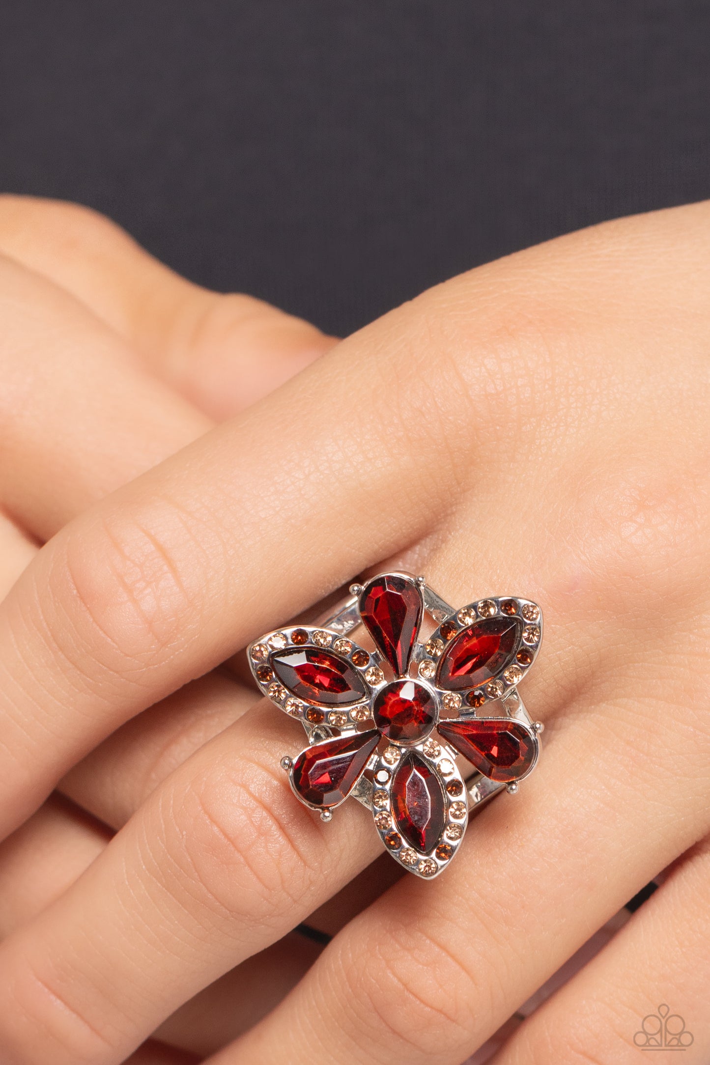 Blazing Blooms - Brown Ring - Paparazzi Accessories