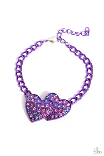 Lovestruck Lineup - Purple Dipped Metal Clasp Bracelet - Paparazzi Accessories