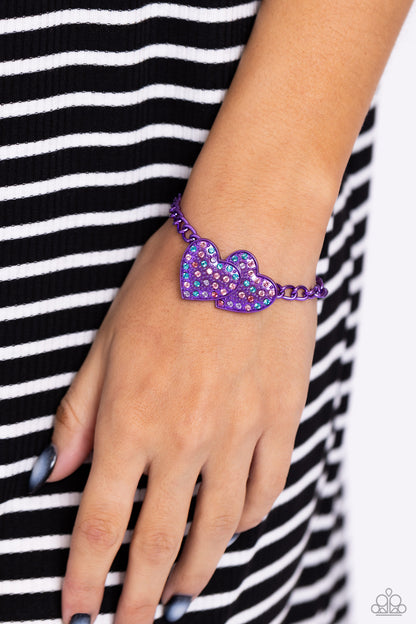 Lovestruck Lineup - Purple Dipped Metal Clasp Bracelet - Paparazzi Accessories