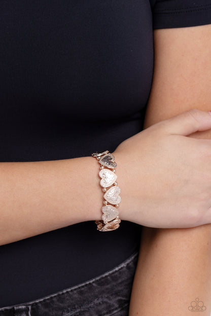 Date Night Deluxe - Rose Gold Heart Stretchy Bracelet - Paparazzi Accessories