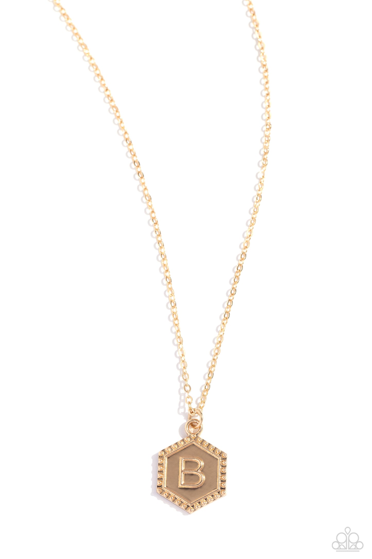 Emblematic Elegance - Gold - B - Initial Necklace - Paparazzi Accessories