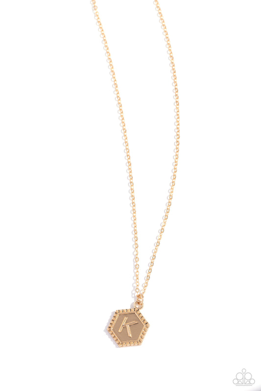 Emblematic Elegance - Gold - K -Initial Necklace - Paparazzi Accessories