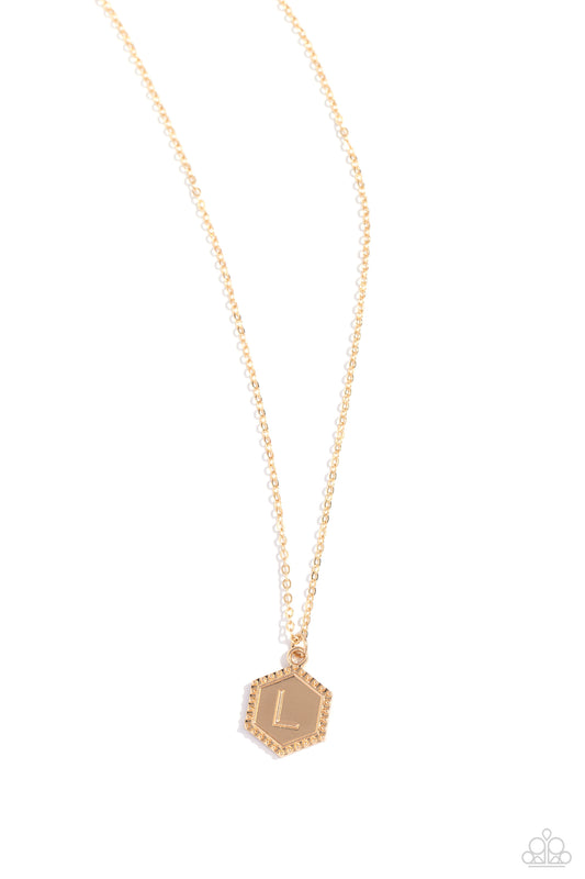 Emblematic Elegance - Gold - L - Initial Necklace - Paparazzi Accessories