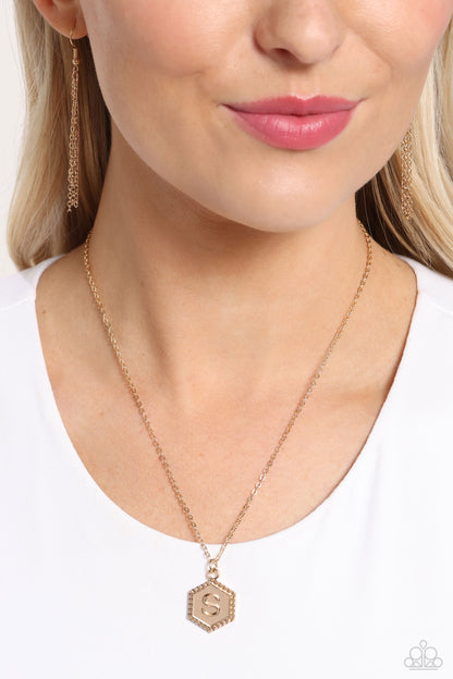 Emblematic Elegance - Gold - S - Initial Necklace - Paparazzi Accessories