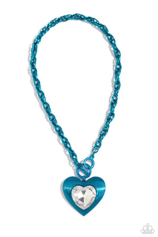 Modern Matchup - Blue Dipped Metal Toggle Necklace - Paparazzi Accessories