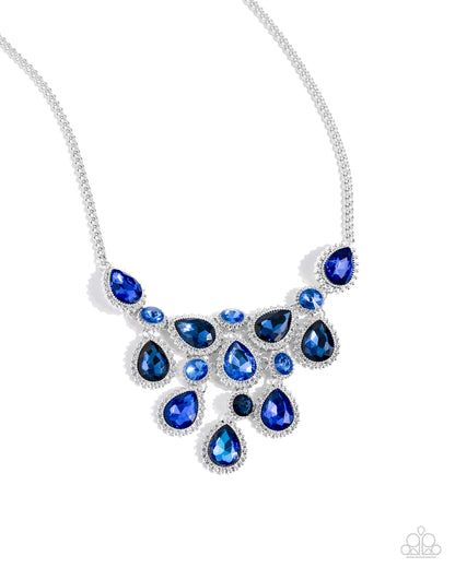 Dripping in Dazzle - Blue Rhinestone Necklace - Paparazzi Accessories