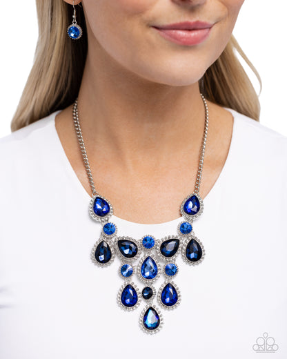Dripping in Dazzle - Blue Rhinestone Necklace - Paparazzi Accessories