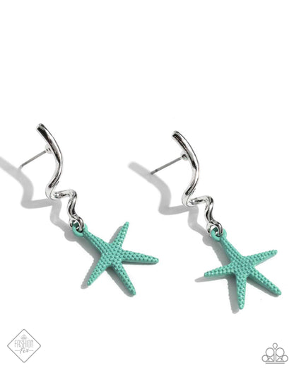 Written in the STARFISH - Blue Post Earrings - Paparazzi Accessories